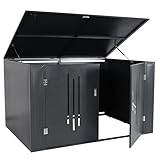 PROREGAL 4er-Fahrradgarage HxBxT 121x202x150cm Anthrazit Gerätehaus Fahrradbox mit Deckel universal