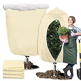 RLINGX Winterschutz für Kübelpflanzen 3 Stück 120×180cm 80 g/m² Überwinterungszelt für Pflanzen Winterschutz mit Reißverschluss und Zugband Beige, Atmungsaktiv Wiederverwendbar Reißfest (120×180cm)