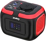 Powkey Tragbare Powerstation 26400mAh/97.68Wh, Powerbank mit Steckdose 120W 230V AC Ausgang 12V 6A DC, Notstromaggregat mit LED und SOS, Solargenerator für Camping Reisen,Solarpanel Nicht Dabei