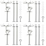 BetterJonny 4 Set Etageren Stangen, Etagere Bausatz Metallstangen Etagerenhalter Mittellochausstech 2 bis 3 Etage für Hochzeitstorte Tortenhalter Torten Etagere Tortenständer Silber Elchhirsch