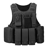 yotutun Taktische Weste, Verstellbare Militärische Trainingsweste Armee Molle Weste CS Airsoft Paintball Weste Schutzweste Outdoor Sicherheitswache Weste für Jagd Wandern Safari Arbeiten