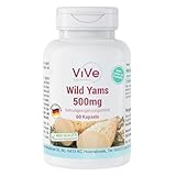 Yamswurzel-Extrakt 500 mg - 60 Kapseln Wild Yams mit 20% Diosgenin- hochdosiert und vegan - Dioscorea villosa | Qualität aus Deutschland von ViVe Supplements