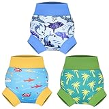 MOEMOE BABY Schwimmwindel Baby, 3 Stück Wiederverwendbar Wasserdichte Badewindelhosen Schwimmwindeln Blau XL/5T/5 Jahre