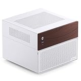 Jonsbo N4 NAS Gehäuse Weiß – Kompaktes Micro-ATX Case für DIY-NAS, Platz für 6X 3,5' & 2X 2,5' HDDs, 4 Low-Profile-Slots, USB-C & USB-A, Holzdesign