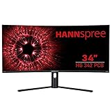 Hannspree HG342PCB 86,4cm (34) 21:9 Curved 1500R, 144Hz, 3440x1440 UWQHD Gaming LED-Monitor, 400cd, 1ms, HDMI 2.0 DP 1.4, Höhenverstellbar, Neigbar Schwarz