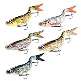 Ryvera 5 Stück Kunstköder Hecht, Fishing Köder für Zander Barsch Forellen Wobbler Swimbait, Angelköder Fische Angeln Set, Kunstköder Angelausrüstung, Süßwasser Salzwasser Angelzubehör