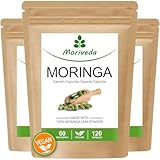 Moringa Kapseln 1200mg - 180 Tage Vorrat - Vegan - ohne chemische Zusätze - Laktose-, fruktose-, glutenfrei - Über 90 Nährstoffe, Proteine, Vitamine, uvm. - von MoriVeda - 360 Caps