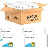Karteikarten, 7,6 x 12,7 cm, Großpackung (2400 Karten), Notizkarten, 7,6 x 12,7 cm, liniert auf der Rückseite, Karteikarten für Schule, Zuhause und Büro, linierte Karteikarte, 100 Stück pro Packung