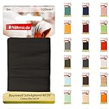 Nähmit 5m Karte Baumwoll Schrägband, 100% Baumwolle 20mm Breit - 40/20 vorgebügeltes Schrägband (A01-Schwarz, 5m Karte)