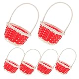 EPIGEIST 6 Stück Miniatur Geflochtene Körbchen mit Henkel Kleine Kunststoff Weidenkörbe für Partygeschenke Bastelprojekte Mini garten Dekoration Kinderhandtaschen Rot