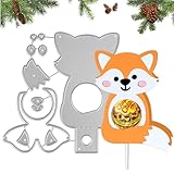 OOTSR Fuchs Lollipop Stanzschablone Box,Tier Metall Stanzformen für DIY Handwerk Scrapbooking Stanzschablonen 3d Karten Herstellung Schablonen Schokolade Geschenk Prägeschablone Dekor