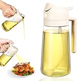 Lychico Ölspenderflasche, 470 ml, 2-in-1 Ölspender und Ölsprüher, Lebensmittelqualität, Sprühflasche für Küche, Kochen, Ölspender für Grillen, Salat, Backsteak, Luftfritteuse, Beige