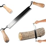 GAOUTO 250 mm Zugmesser Reifmesser mit Hohe Schärfe: Ziehmesser Holz, Stoßfestes Reifmesser, Patentiertes Rindenmesser, Ergonomischen Holzgriffen, Für Garten- und Holzarbeiten