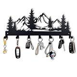 CatTerranM Schlüsselhalter aus Metall, Schlüsselhaken für die Wand, Schlüsselhalter für die Wand, Schlüsselregal mit 7 Haken, Schlüsselaufhänger für Küche, Eingang, Flur, Schlafzimmer, Haustür (Berg)