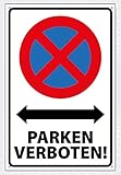 Hochwertiges Schild aus Alu-Dibond mit UV-Schutzlackierung ' PARKEN VERBOTEN ' 300 x 200 mm rechteckig | Parkverbot | Parken Verboten | Hinweisschild mit Lochbohrungen