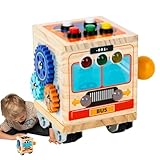 Hudhowks Sensory Toys Busy Cube, Busy Activity Cube | Bus Design Busy Box,Interaktives Reisespielzeug zur Entwicklung der Feinmotorik, pädagogisches Lernspielzeug für und Mädchen ab 3 Jahren