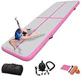 COLCYSE Aufblasbare Gymnastikmatte für Zuhause, Training, Cheerleading, Yoga, Wasserspaß, 3 x 1 x 0,1 m, pink