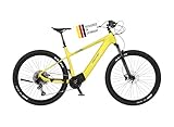 FISCHER E-Mountainbike MONTIS 8.0i, Elektrofahrrad für Damen und Herren, RH 46 cm, Mittelmotor 90 Nm, 36 V Akku, Gelb