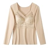 Generisch Funktionsunterwäsche Set Herren Damen-Thermounterwäsche, gebürstet, langes Unterwäsche-Set, Pyjama-Oberteil für kaltes Wetter Thermoleggins Für Damen (Beige, XXL)