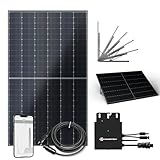 flex-energie Balkonkraftwerk Komplettset I 450Wp Solarmodul, Envertech EVT400-B Wechselrichter, Universalaufständerung & 10m Kabel I Bifaziale Solaranlage zur Energiegewinnung I Leistung drosselbar