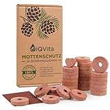 iQVita Natürlicher Mottenschutz aus Zedernholz – 30 Mottenringe – 100% Naturprodukt – Hervorragende Mottenabwehr für Kleiderschrank – Bio – Mottenfalle - Chemiefrei