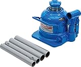BGS 70041 | Hydraulischer Flaschen-Wagenheber | extra flach | 10 t | Stempelwagenheber / Kompakt-Wagenheber, blau,silber