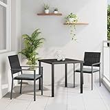 3-teiliges Garten-Esszimmer-Set mit Kissen Schwarz Poly-Rattan, Loungemöbel Set Essgruppe Sitzgruppe for Terrasse Hotel Loungebereich Restaurant3379072
