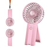 Wastou Handventilator, Wiederaufladbarer USB Leise Mini Ventilator, Tragbarer Cleiner Handventilator mit 4 Geschwindigkeiten, Akku Ventilator für Schlafzimmer, Büro, Reisen (Pink)