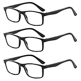 Suertree Lesebrille 3 Pack Klassisch Leser Scharnier Augenoptik Leicht Brille Lesehilfe für Damen Herren 9801 Black +4.0