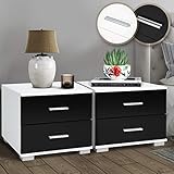 MIADOMODO® Nachttisch - 2er Set, 40x40x35cm, MDF, 2 Schubladen, Farbwahl - Boxspringbett Nachtschrank, Kommode Ablagetisch, Nachtkonsole, Nachtkommode für Schlafzimmer, Wohnzimmer (Schwarz)
