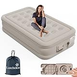 Luxchoice Luftbett 1 Personen Luftmatratze Selbstaufblasend mit Tragbare Pump und Anti-Verschleiß und Anti-Lärm Premium Fabric Aufblasbare Matratze Gästebett für Camping oder Heimgebrauch