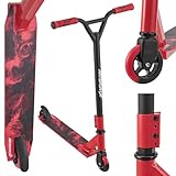 ArtSport Stunt Scooter Red Smoke - Trick Roller für Kinder & Jugendliche - 360° Lenker, 100 mm Alu Räder - Kinderroller Rot Schwarz