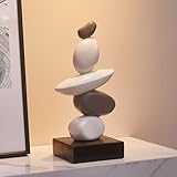 Simulierte Sandstein Skulptur Deko für Wohnzimmer, Moderne Harz Stein Skulpturen für Couchtisch Dekorationen, Weiß und Grau Statue für Regal Bücherregal Deko, Geschenke für viel Glück, Gesundheit