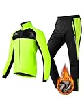 ROCKBROS Fahrrad Jacke + Hose Set Winter Thermo Fahrradbekleidung Hohe Sichtbarkeit & Winddicht Softshelljacke und Radlerhose für Outdoor-Aktivitäten wie Radfahren, Klettern, Wandern