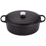 Le Creuset Signature Gusseisen-Bräter mit Deckel, Ø 35 cm, Oval, Für alle Herdarten und Induktion geeignet, Volumen: 8,9 l, 7,375 kg, Schwarz, 21178350000430