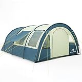 CampFeuer Zelt Multi für 4 Personen | 5000 mm Wassersäule | Blau/Sand | Tunnelzelt mit riesigem Vorraum, Campingzelt mit Bodenplane und versetzbarer Vorderwand | Gruppenzelt, Familienzelt