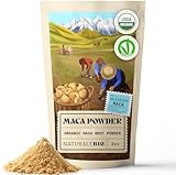 NaturaleBio Maca Pulver Bio 200g. Gelbes Wurzelpulver aus Peru. Gelatiniert, Bio und Rein.