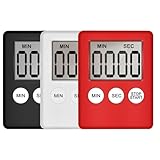 Küchentimer, 3 Stück Digitaler Timer und Stoppuhr, Küchenuhr Eieruhr Kurzzeitwecker zum Kochen Backen Sport Lernen, Küchenwecker Kurzzeitmesser Digital mit Display für Küche Schule Büro