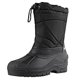 Knixmax Herren Winterstiefel Warme Gefüttert Winterschuhe Schneestiefel Wasserdicht rutschfest Sohlen Leichte Outdoor Winter Stiefel Schwarz 43EU