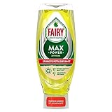 Fairy Spülmittel Max Power Zitrone, effektive Formel für sauberes Geschirr und Fettlösekraft bei fettigsten Töpfen und Pfannen, 660ml