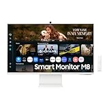Samsung M80F 32 Zoll 4K Smart AI Monitor, VA-Panel, 3840 x 2160, 60Hz, 4ms (G/G), Kamera, Speaker, Gaming Hub, 4K Upscaling, Sprachsteuerung, Smart TV-Apps & AI Features, HDR10+, LS32FM801UUXEN