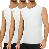 Falechay 3er Pack Unterhemd Herren 100% Gekämmte Baumwolle Tank Top Herren Ärmelloses Unterhemden Weiß XL