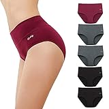 anqier Unterhosen Damen, 5er Pack Stretch Baumwolle Hohe Taille Slips Damen Atmungsaktiv Panties Weich Frauen Unterwäsche