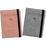 Firtink 2 Stücke Passport Holder, Reisepasshülle Kunstleder Passhülle mit RFID Blocker, Passport Cover PU Leder Reisepass Tasche für Damen und Herren Reisepass Kreditkarten