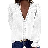 V-Ausschnitt Bluse Damen Spitze Damen Oberteile V-Ausschnitt Tops Herbst und Winter Damen T-Shirt Elegant Pullover