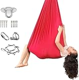 Aerial Yogatuch, Yoga Vertikaltuch, Sensorische Ganzkörper Socken Für Erwachsene , Vollkörper-Umwicklung, Dehnbar Atmungsaktiv, Body Sox Zur Stressreduktion Bei Kindern(Red,150x280CM/59x110in)