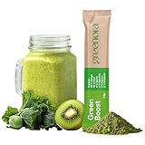 GREENORA Superfoods Green Powder Spirulina, Spinat, Ingwer, Grünkohl, Mango, Kiwi Smoothie Bowl Pulver. 100% Natürlich BIO. Gefriergetrocknetes. 10 EH