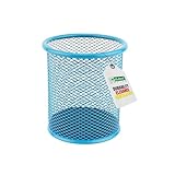 LEVIATAN Metall Stifteköcher - Stiftehalter rund aus Drahtmetall - Mesh Multifunktions Becher für Kugelschreiber - Stifte Halter für Büro/Schule Ø91 mm, Blau