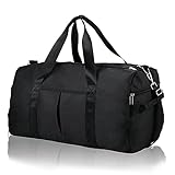 DAYGOS Sporttasche Herren, Reisetasche mit Schuhfach & Nassfach, Wasserdicht 40L Sporttaschen Sportbeutel Schwimmtasche Trainingstasche für Sport, Gym & Fitness, Weekender Reisen Duffel Bag (Schwarz)