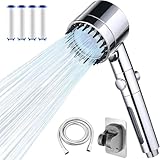 Duschkopf mit Filter, Hochdruck Handbrause mit 2 M Schlauch, Brausekopf Dusche, 4 Strahlarten, Duschsparkopf Wassersparend mit Stoppfunktion, Duschbrause für Hotels, Heim, Resorts Badezimmer